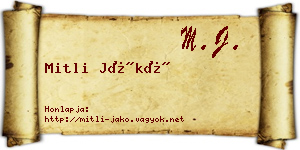 Mitli Jákó névjegykártya